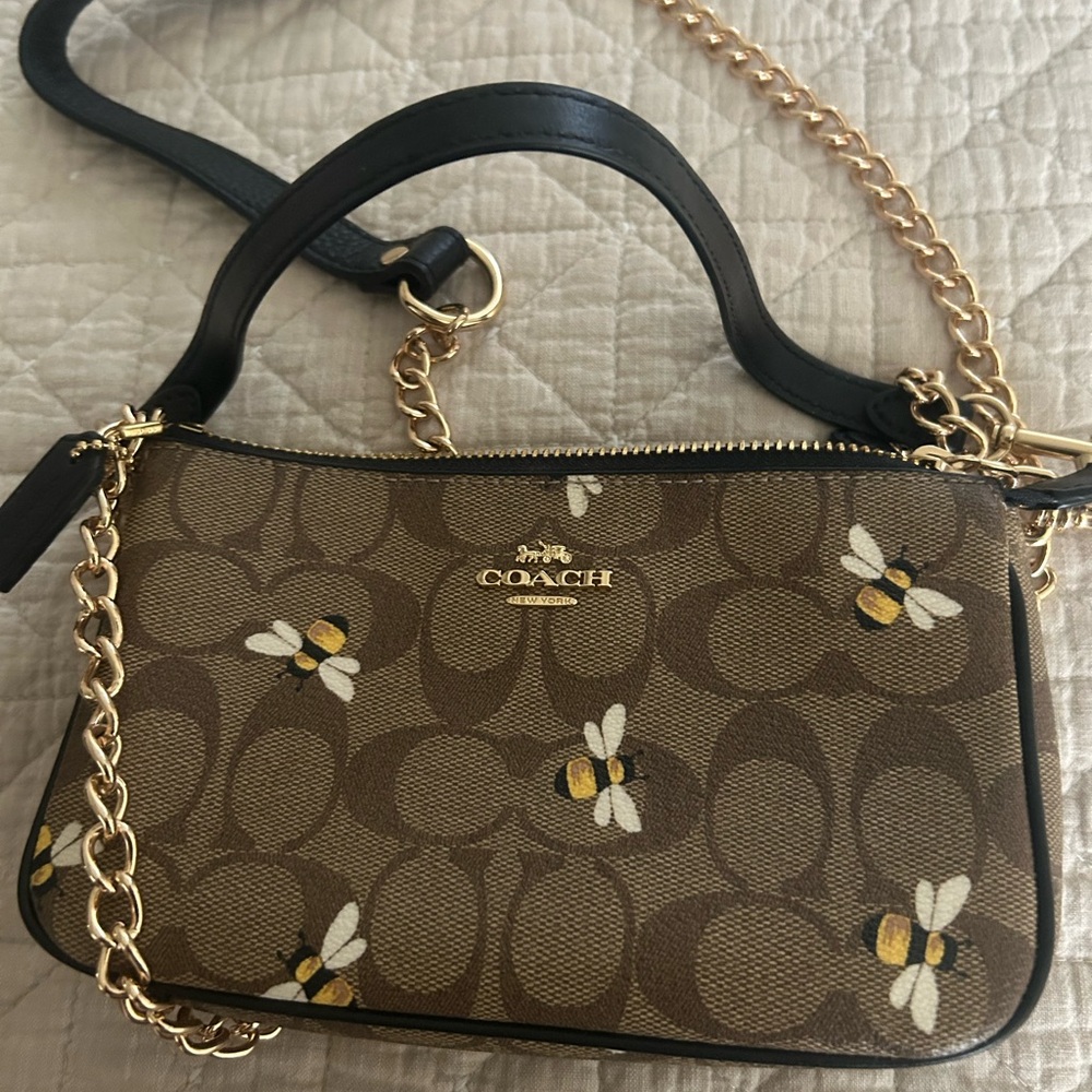 Coach Brown Crossbody Bag with Gold Chain